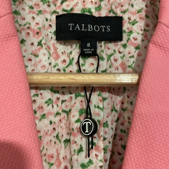 Talbots women’s pink one button blazer with three-quarter length sleeves size 8 - Picture 2 of 4